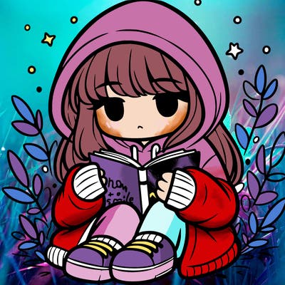 girl in oversized hoodie reading a book