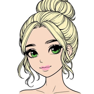 realistic pretty girl with hair in bun