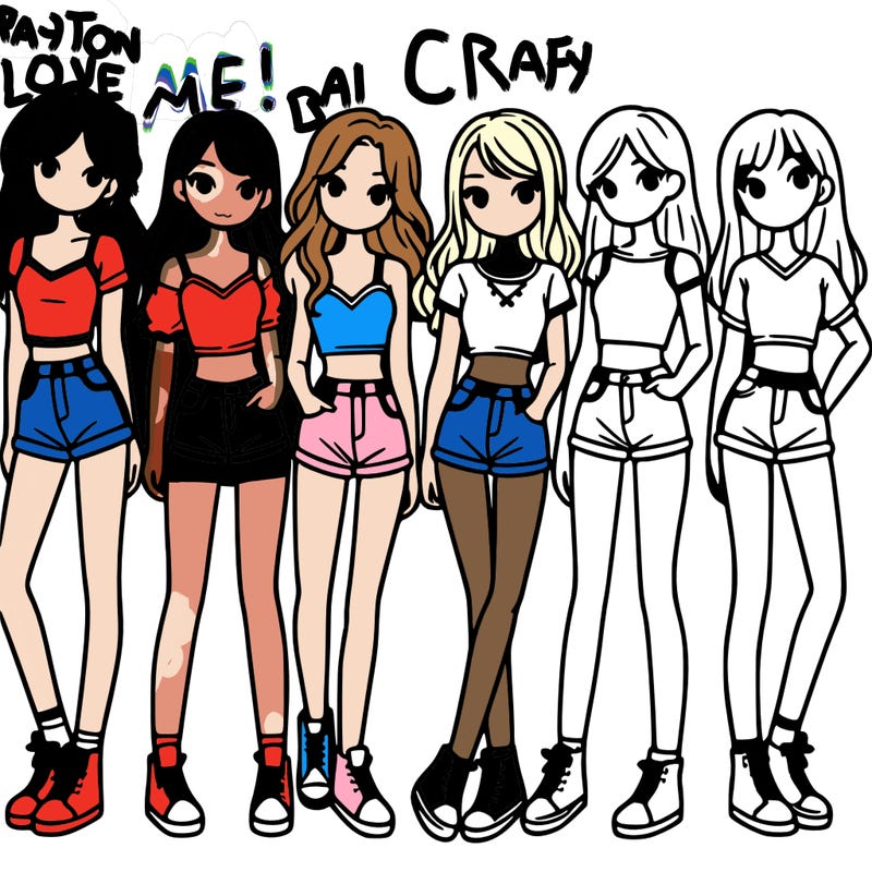 a group of girls wearing crop tops and shorts