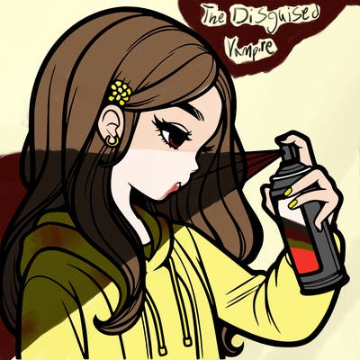 a realistic girl spray painting