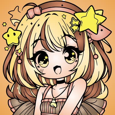 cute anime girl with star accessories