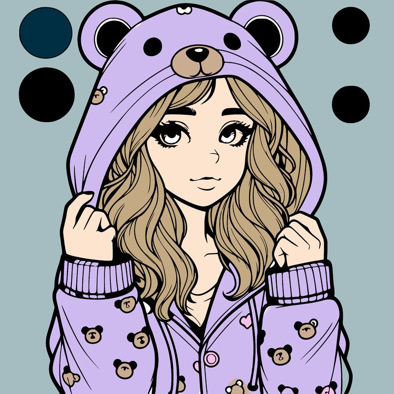 realistic girl in a animal pjs hoodie