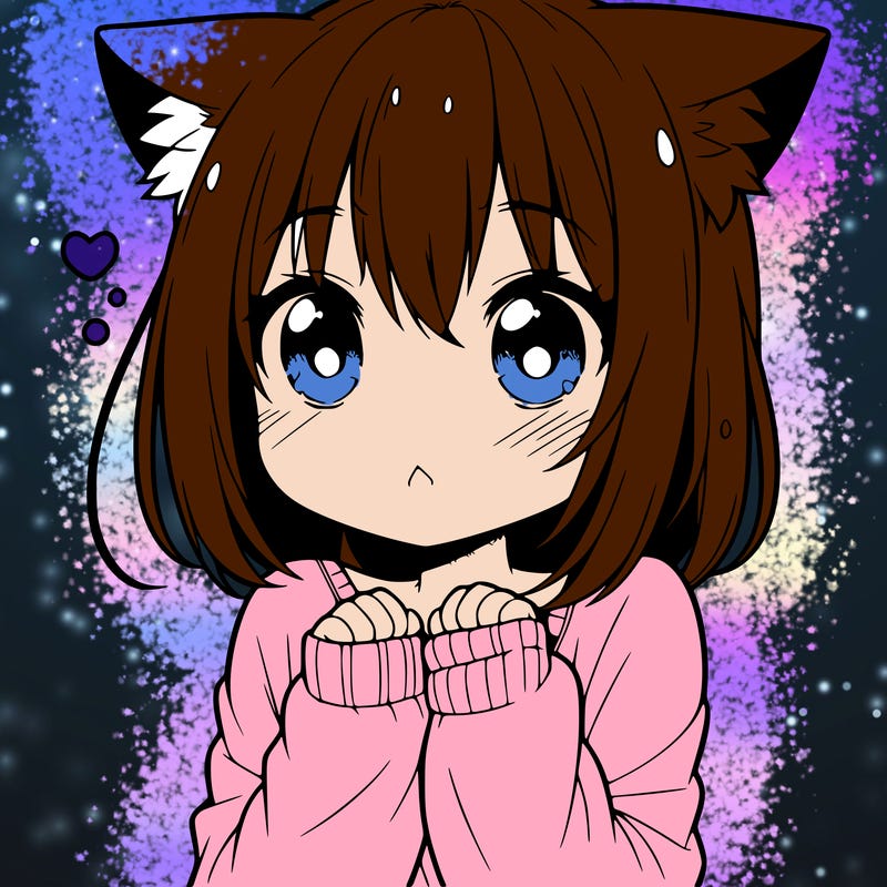 shy anime catgirl