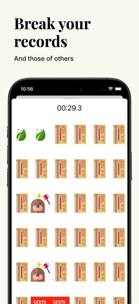 Brain Booster Pro memory matching game with timer and various card icons