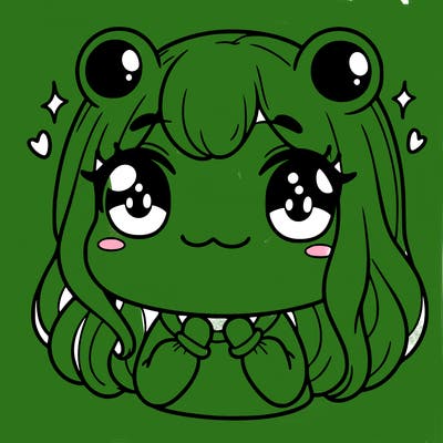 frog girl with cute hair