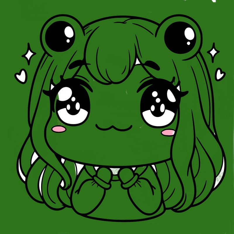 frog girl with cute hair