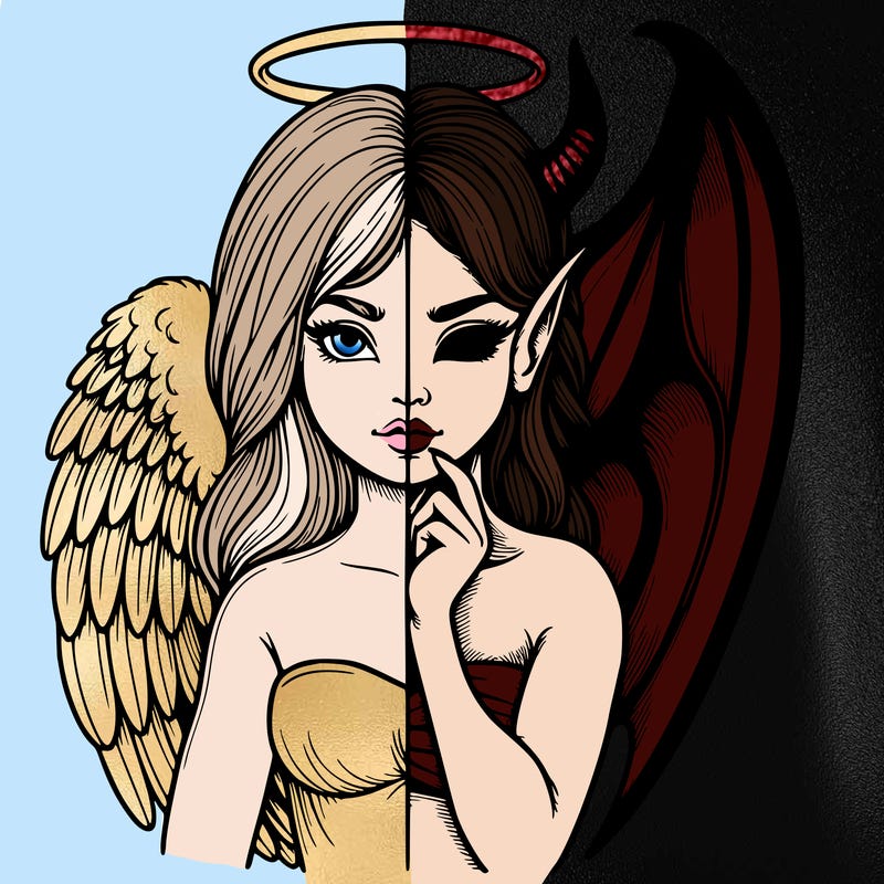 realistic angel half demon