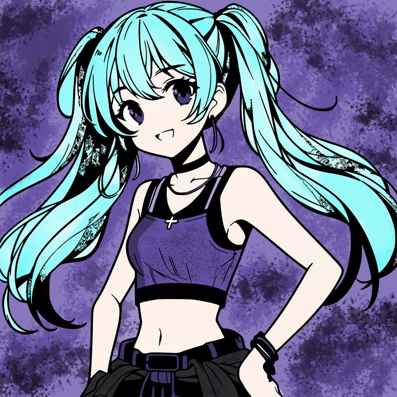 anime girl wearing crop top