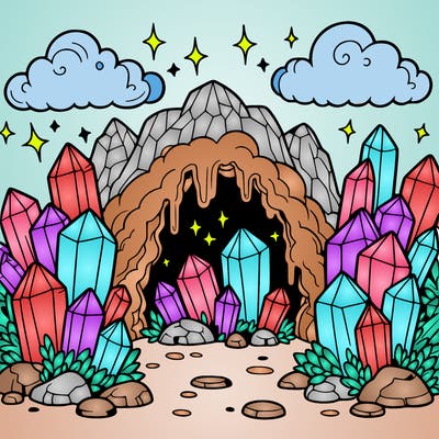 a cave with magic crystals