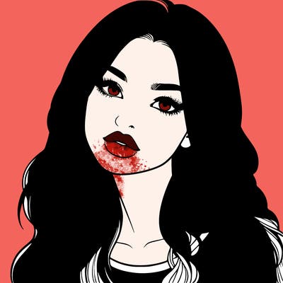 realistic girl with hair on her hair and lips