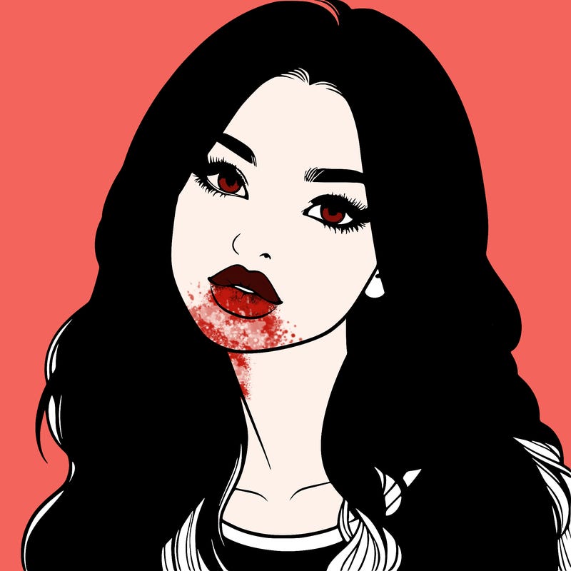 realistic girl with hair on her hair and lips