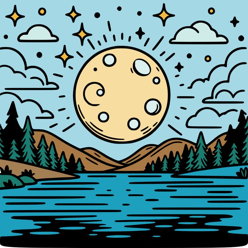 moonlight shining on a lake