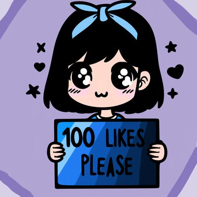 girl holding sign saying 100 likes please