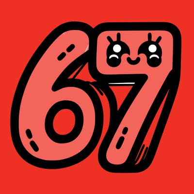 the numbers 67