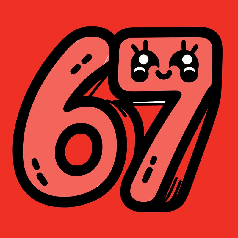 the numbers 67