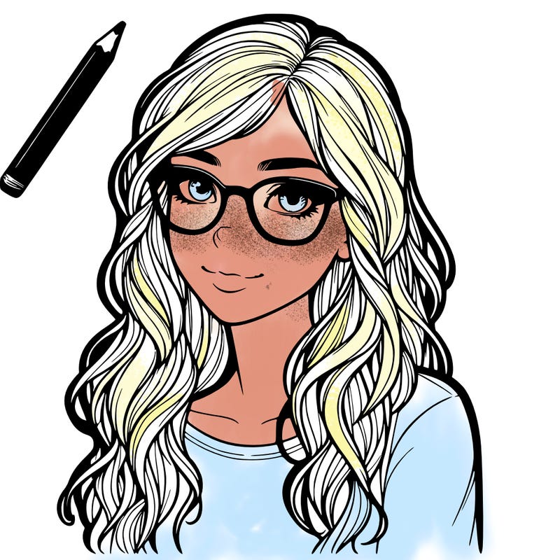 realistic girl with glasses