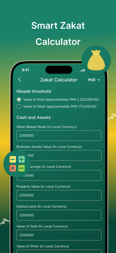 Taqwa Track app smart zakat calculator interface