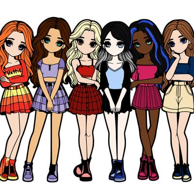 a group of girls realistic