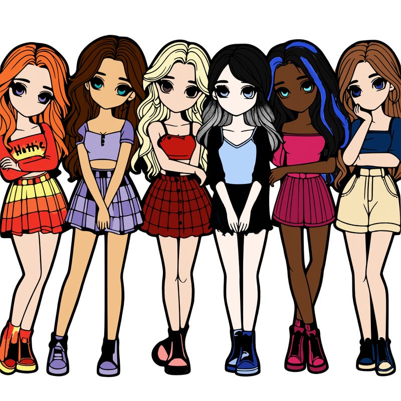 a group of girls realistic