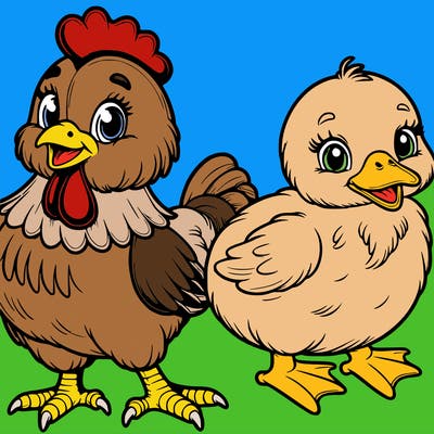 realistic chicken and duck