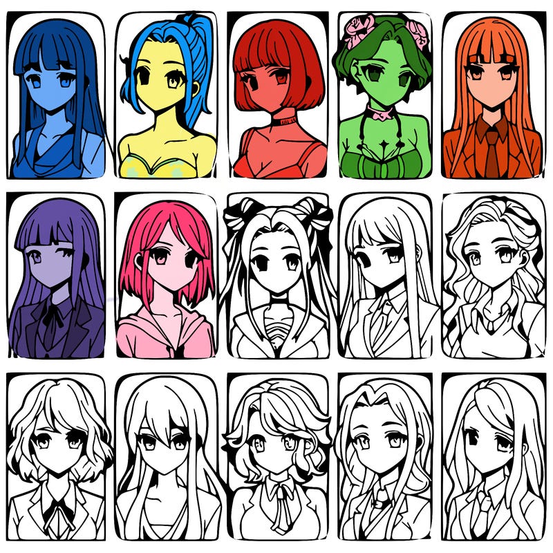 girls that look diffrent anime