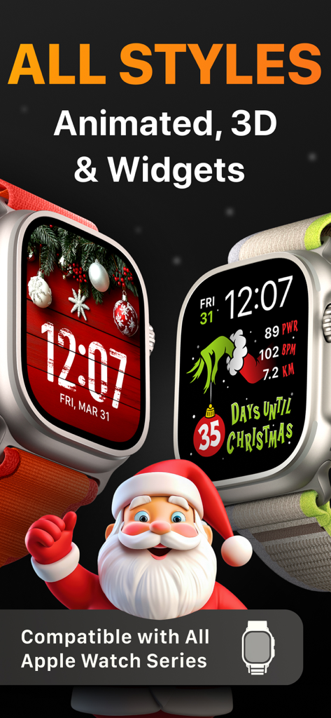 Watch Faces & Widgets Gallery - Esferas de Apple Watch con temática navideña con widgets festivos y cuenta regresiva