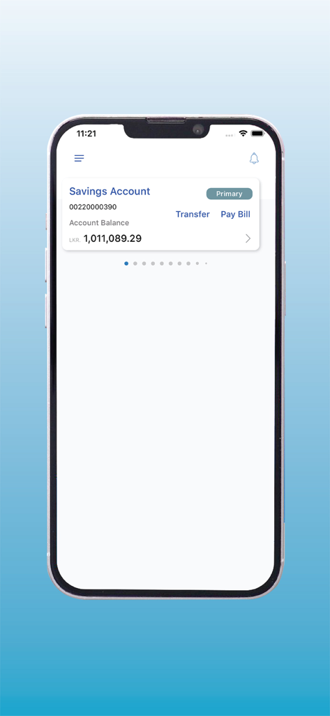 LOLC Realtime - LOLC Realtime app showing savings account balance and transfer options