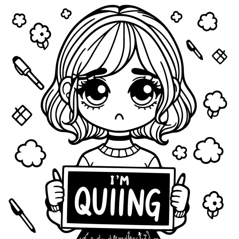 a girl holding a sign saying i'm quitting