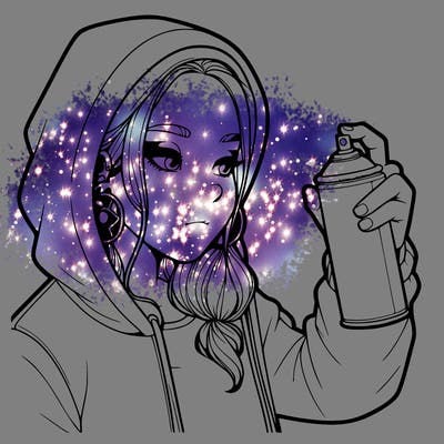 a realistic girl, spray painting