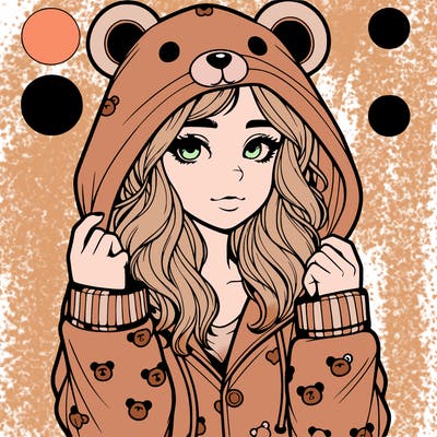 realistic girl in a animal pjs hoodie