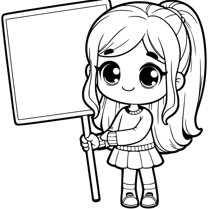 girl holding a blank sign