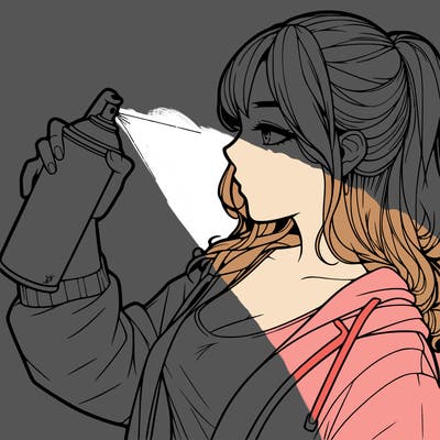 a realistic girl spray, painting