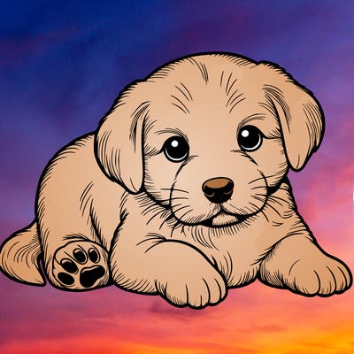 a cute realistic puppy