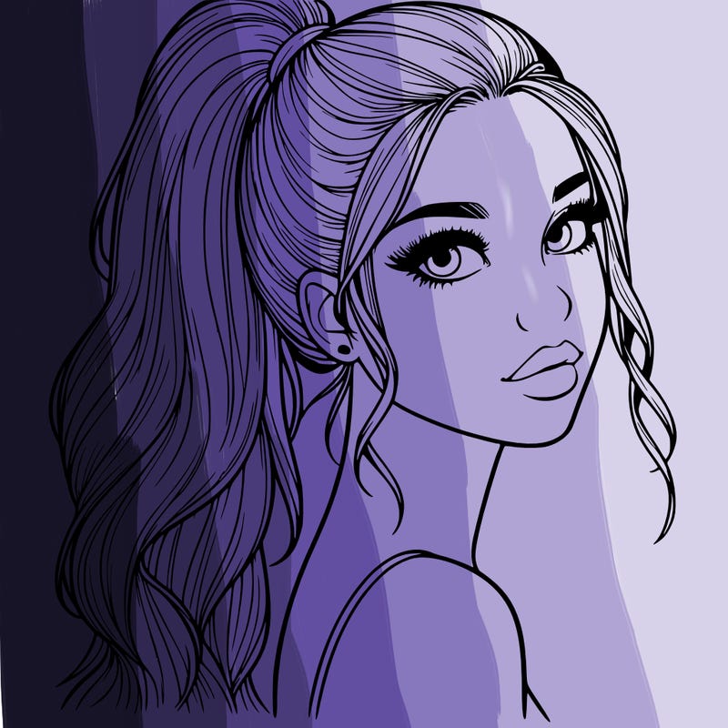 realistic pretty girl with high pony tail