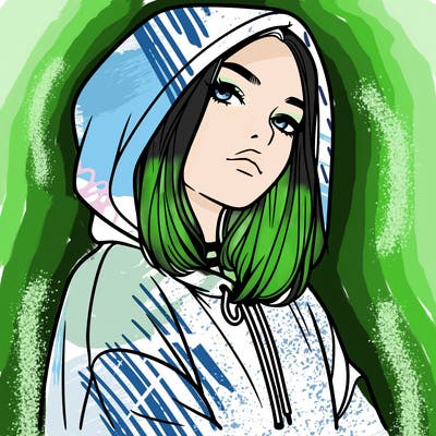 a realistic girl in a hoodie