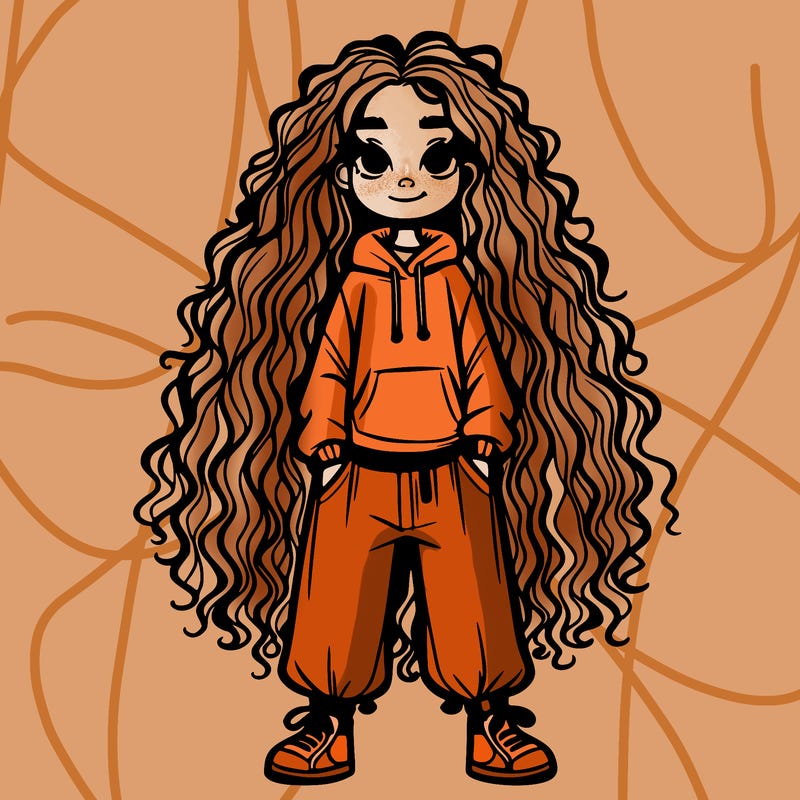 teenage girls with really long curly hair and wearing baggy clothes