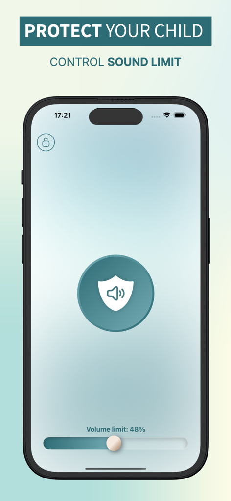 Volume Blocker and Limiter - Pantalla de smartphone que muestra la aplicación Bloqueador de Volumen con un ajuste de límite de volumen del 48 por ciento