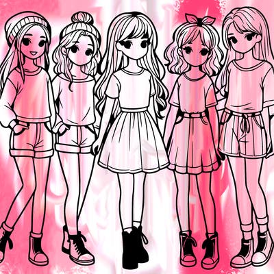 a group of five girls