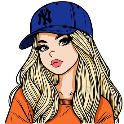 realistic girl wearing yankees hat