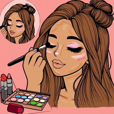 realistic girl doing makeup