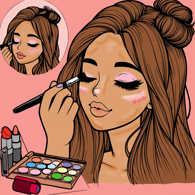 realistic girl doing makeup