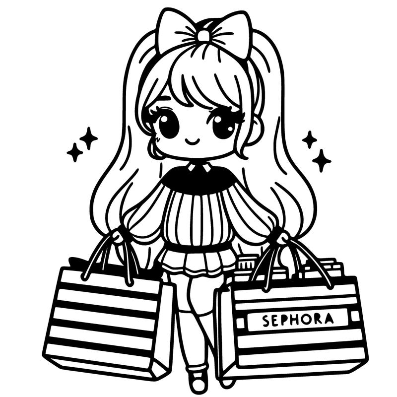 preppy girl with big sephora bags