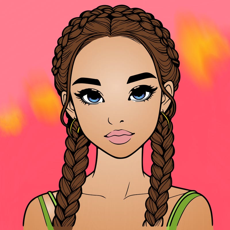 realistic girl with braids