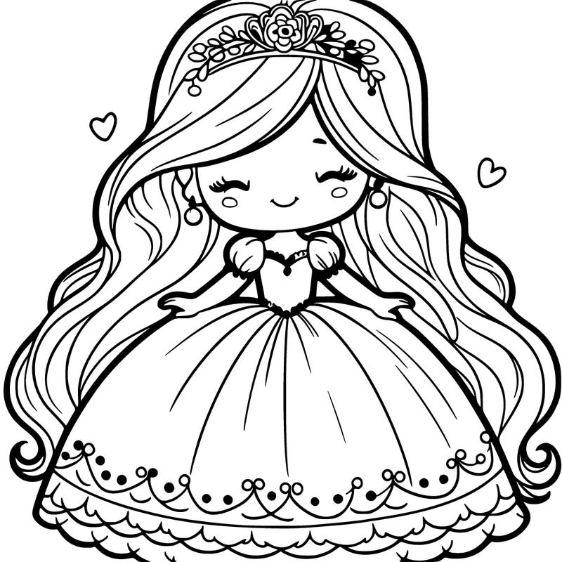 princess with long hair and a big dress