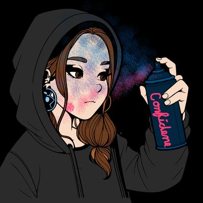 a realistic girl, spray painting