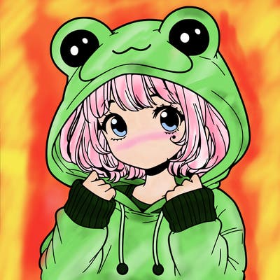 a cute teenage girl wearing a frog hoodie