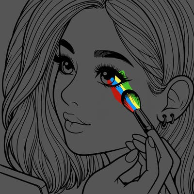 a realistic girl doing her makeup