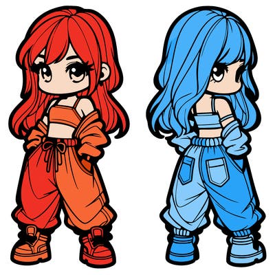 girl in crop top and baggy pants