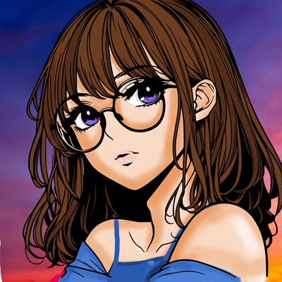 manga woman character with glasses and nice lips