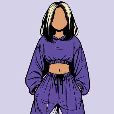 realistic girl faceless with baggy pants and a crop top